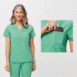 Basic Hospital Scrubs V Neck New Style Stretchy Medical Scrubs Sets