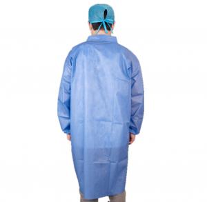 China CE Certificated Disposable Anti-Bacterial Protective Medical PP/SMS Long Lab Coat on sale