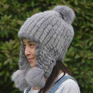 Wholesale Fashion Gorgeous Winter Shearling Trapper Hat Knitted With Ear Flaps from china suppliers