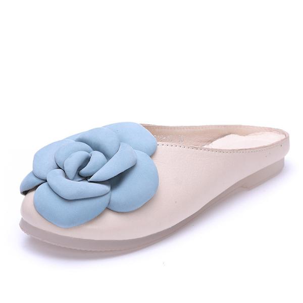 S329 2020 Summer New Ladies Sandals Flower Slippers First Layer Cowhide Leather