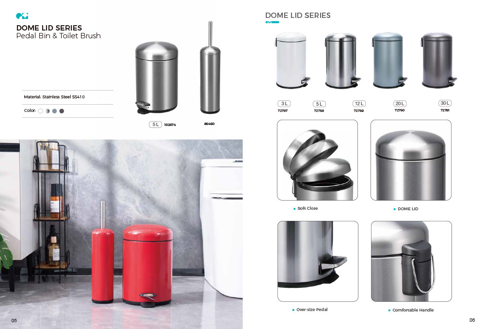 Structure Foot Pedal Trash Bin Household Round Metal Stainless Steel 3L 5L 12L 20L 30L