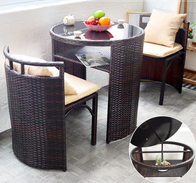 Patio Rattan Dining Table Set Luxury Garden Restaurant Chair Furniture