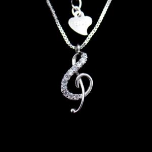 China 925 Silver Music Treble Clef High Note Necklace Rhythm For Musician / Wedding Jewelry Necklace on sale
