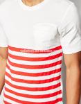 Cool Mens Striped Short Sleeve Shirt , Oversized Workout Shirt Machine Wash