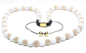 Wholesale Shamballa Handcrafted Beaded Necklaces, Clear Crystal Pave Alloy Beads, Howlite Rounds from china suppliers