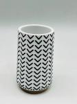 White Polyresin Bathroom Countertop Accessories Round Taper Shape With Wood Part