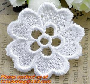 Wholesale white flower Embroidery Lace patch motif applique trim headband hair bow garment clothing from china suppliers