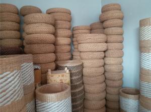 Wholesale Natural Straw Household Storage Stool Grass Bamboo Woven Ottoman Box Eco-Friendly Hand-Woven Grass Rattan Stools from china suppliers