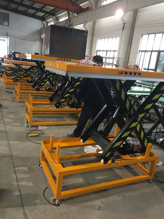 1.1kw Hydraulic Scissor Lift Work Table Workbench With High Base Frame 1600x1000mm