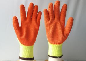 China 10 Gauge Latex Coated Gloves Yellow Cotton / Polyester Knitted For Construction on sale