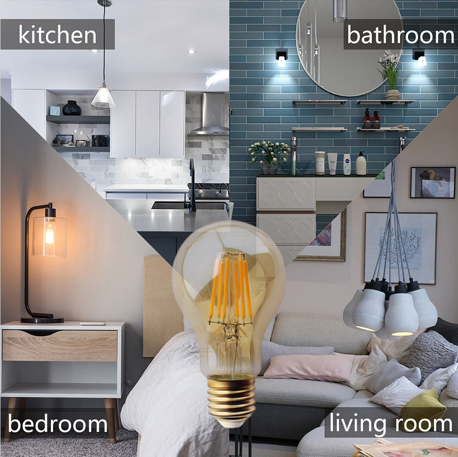 A19 LED Filament Bulb A60 B22 Clear E27 Standard Bulb 4W 60*105mm