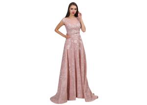 Wholesale Pink Color Cap Sleeve Wedding Bridesmaid Dresses Sweep Train With Sash from china suppliers