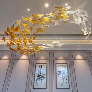 Wholesale Modern Vivid Gold Shade Project Murano Glass Feather pendent light chandelier(WH-NC-104) from china suppliers