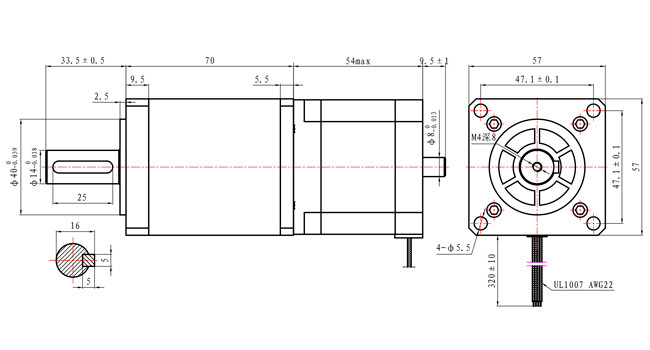 57*57*54mm NEMA 23 Planetary Gear Stepping Motor Dual Shaft 50:1 for Extrusion Machine