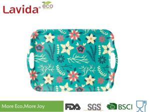 China Top Selling Cheap price customized prints Anti-slip Bamboo Fiber Tray Wooden Food Tray Plastic Serving Tray 3-pc set on sale
