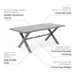 AJUNION X Shape Outdoor Dining Set for Restaurant 76"D x 36"W x 30''H Table Size