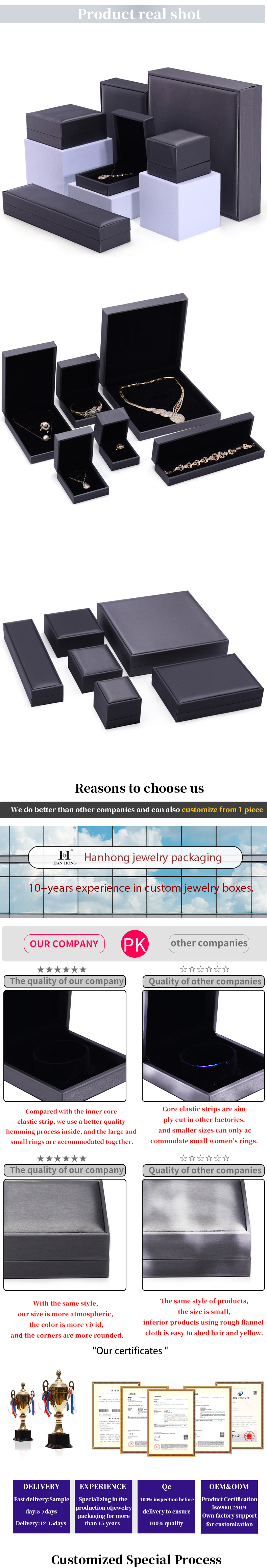 Silver Velvet Jewelry Packaging Box with Custom Logo and Thick Sponge Necklace Ring Box