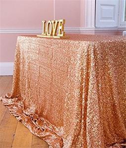 Wholesale Reception Fabric Table Cover 50 X 80 , Rose Gold Sequin Fabric Tablecloth from china suppliers