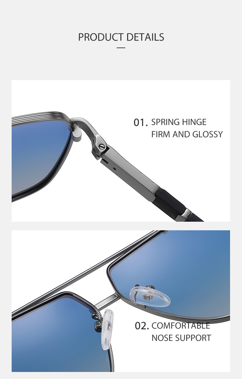 Two Color Metal Frame Sunglasses Large UV400 Protection Anti Glare