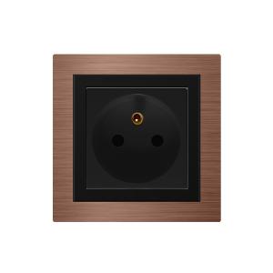 Wholesale Aluminum Frame French Round Plug Sockets 16 Amp Dark Rose Gold Color from china suppliers