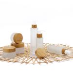Glass Cosmetic Containers Bamboo Cosmetic Packaging Bamboo Lid Cream Cosmetic
