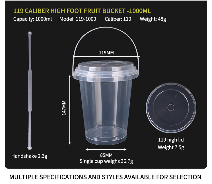 Custom Printed 12 Oz Pp Cup Clear Plastic Cups Fruit Yogurt Salad Bucket Cup