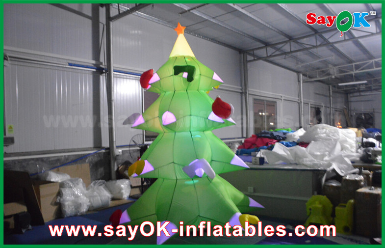 Green Nylon Inflatable Christmas Tree LED Lighting 2.5mm Nylon For Christmas