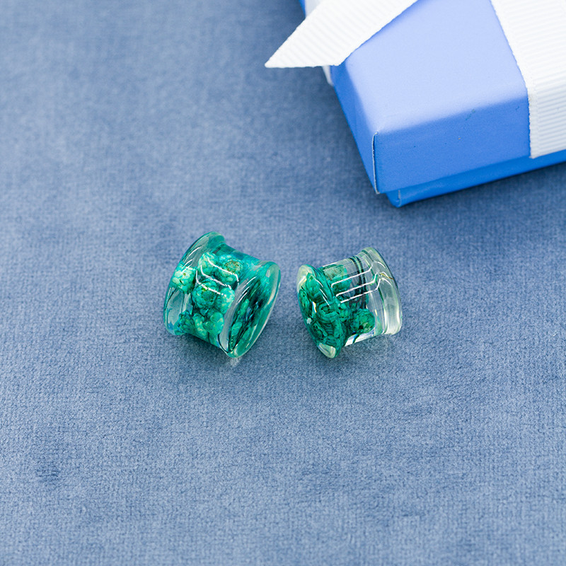 Green Flower Inside Ear Tunnels And Plugs 6mm Acrylic Plugs For Stretching
