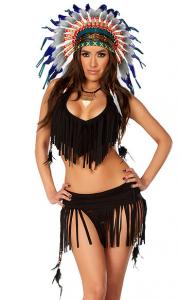 Wholesale Balck Spandex Rain Dance Sexy Native American Costume with Size S to XXL Available from china suppliers