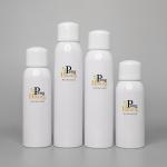 Plastic PET Sunscreen Spray Bottle OEM White Airless Pump Cap 120ml 180ml 200ml