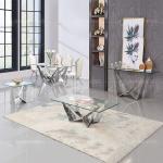 Height 18inch Glass Top Center Table Modern Stainless Steel Coffee Table