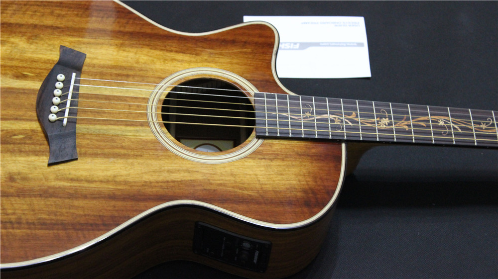 Top Quality left handed koa wood cutaway acoustic electric guitar G24 model best guitars