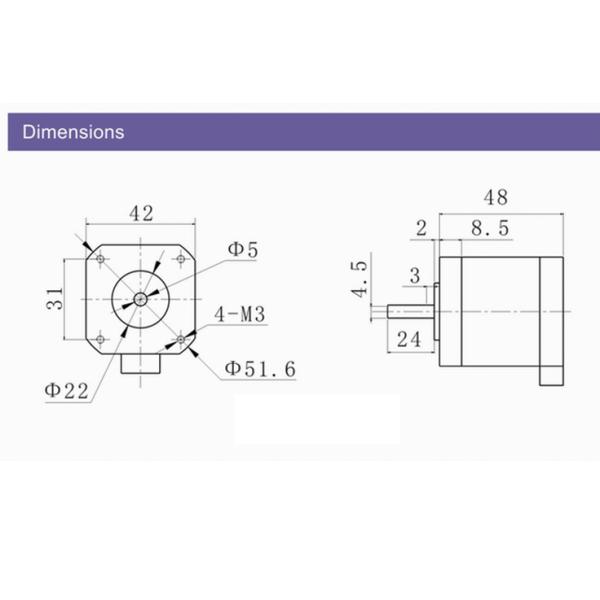 0.17N.m 3.12 V 13 mH high Precision Two Phase Stepper Motor