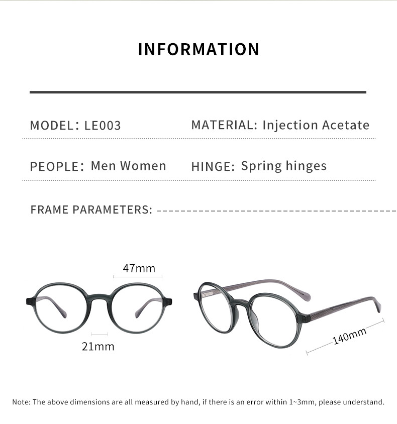 Optical Round Acetate Glasses Metal Frame Mens Glasses Customized Logo BSICI