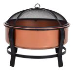 Customized Logo Modern Outdoor Portable Copper-Colored Round Metal Wood Burning