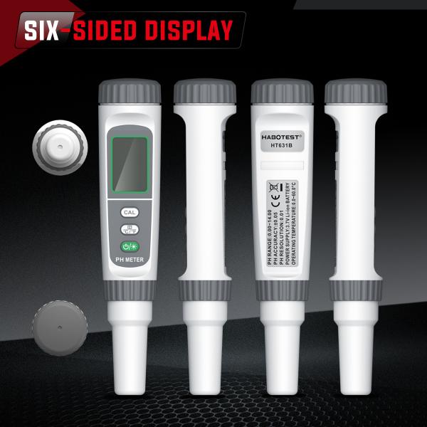 HABOTEST HT631A/B Digital pH Meter - Professional Water Quality Tester with ATC, 0.01 High Accuracy for Hydroponics, Aquariums, Pools, Drinking Water