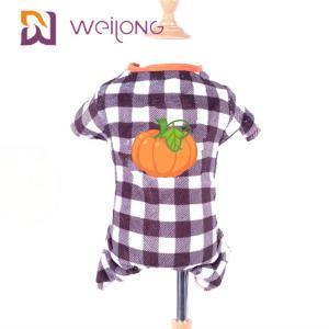 Wholesale Rubber Print Pumpkin Fleece Dog Pajamas Halloween Plaid Dog Pajamas from china suppliers