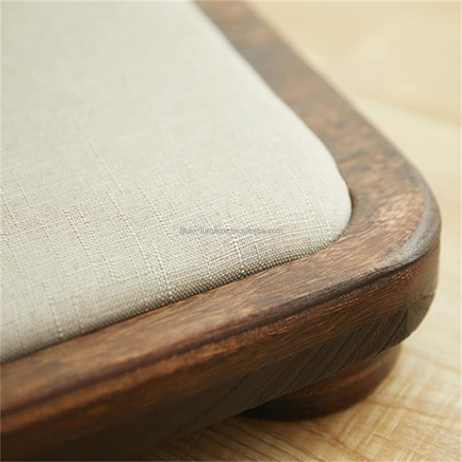 Solid Wood Floor Chair Nitrolacquer Finish and Back Support for Japanese Tatami Wood Legless Floor Tea Chair