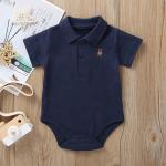 Custom LOGO Color Cute baby Short Sleeve Short romper Lapel Neck litter bear