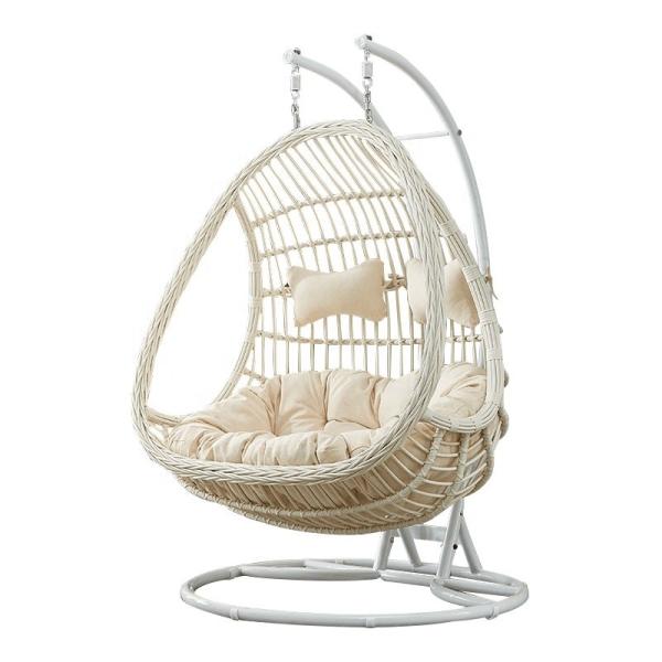 Rattan Furniture Garden Hanging Egg Swing Chair 2 Person With Q195 Carbon Steel