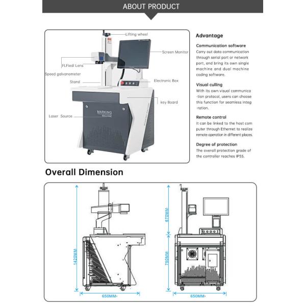 0-130m/min Static Fiber Laser Marking Machine 1064nm For Plastic / Nameplate