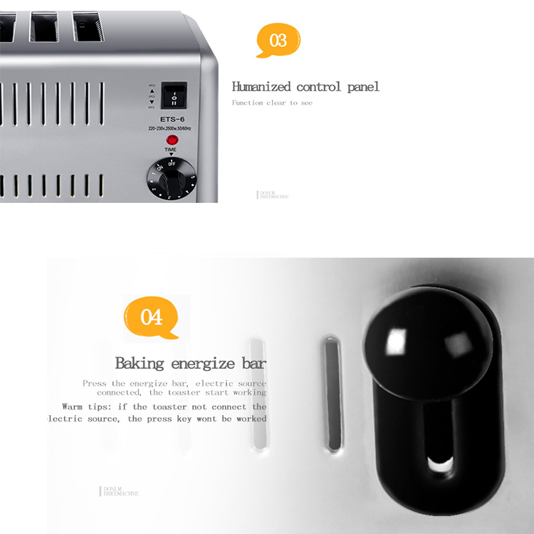 2500W Power Stainless Steel 6-Slice Toaster Breakfast Machine with ' Needs in Mind