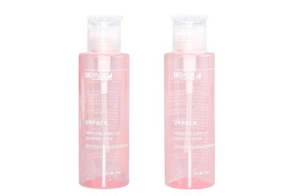 200ml PET Makeup Remover Pump Bottle Customized Logo Pink Color cosmetic Bottle