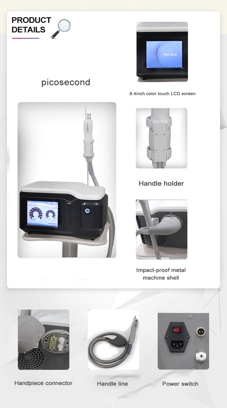 Portable Q Switch Nd Yag Picosecond Laser 1064nm 532nm 755nm 1320nm Picolaser Eyebrow Tattoo Removal Machine