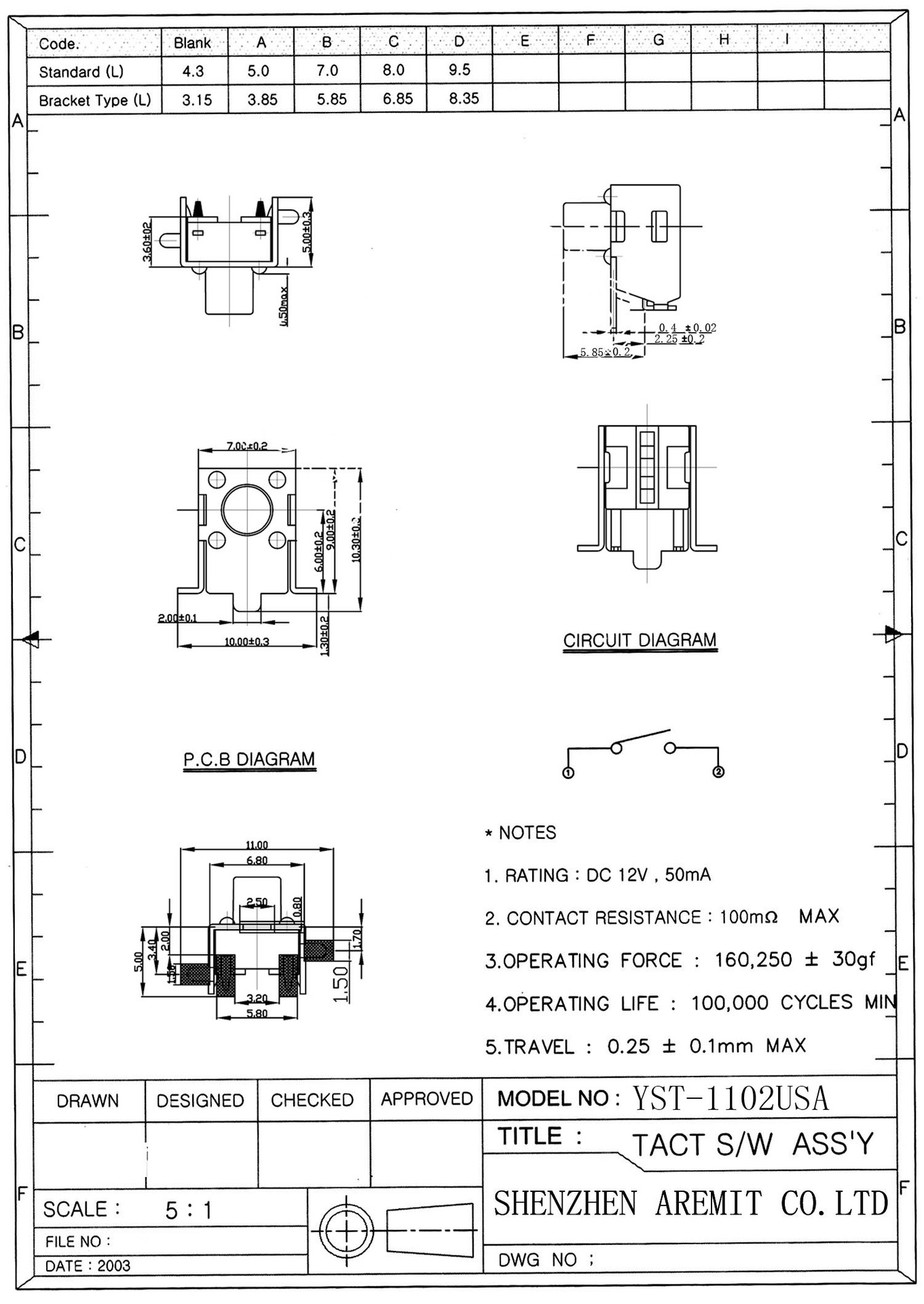 Smt Tact Switch