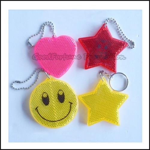 promotion printed logo Eco Abs reflective traffic safety item keychain keyrings