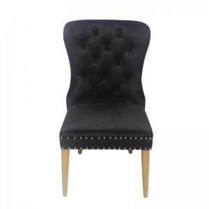 China Black button buckle velvet chair dining chair elegant model on sale