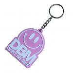 Smile Face Custom Rubber Keychain Merrowed Borders For  Promotion Gift