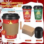 Christmas Paper Coffee Cup Sleeves, Disposable Corrugated Cardboard Paper Jacket