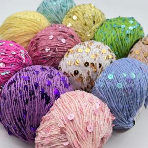 Wholesale 166 colors 55% Cotton 45% Paillette 3mm 6mm Sequin Yarn For DIY Crochet from china suppliers